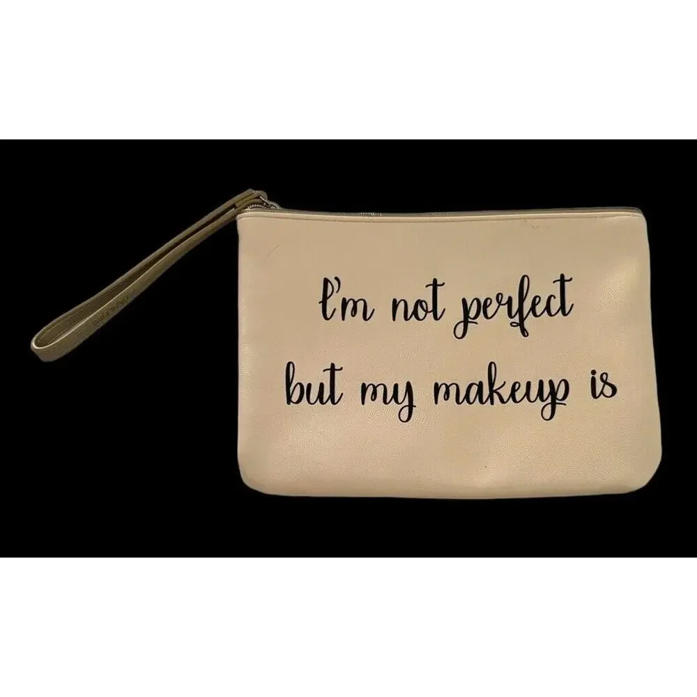 LANCOME PARIS Cosmetic Bag NEW I’m Not Perfect But My Makeup Is 9 X 6.5”
